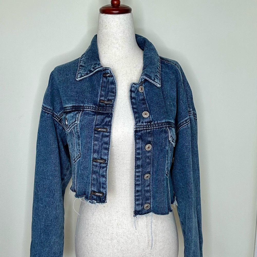 Blue Denim Cropped Jacket